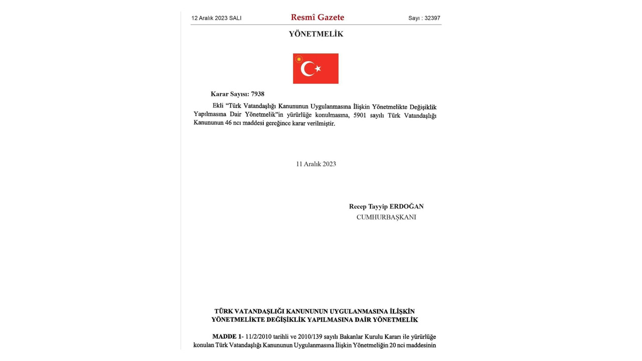 قرار جمهوري تعديل الجنسية التركية